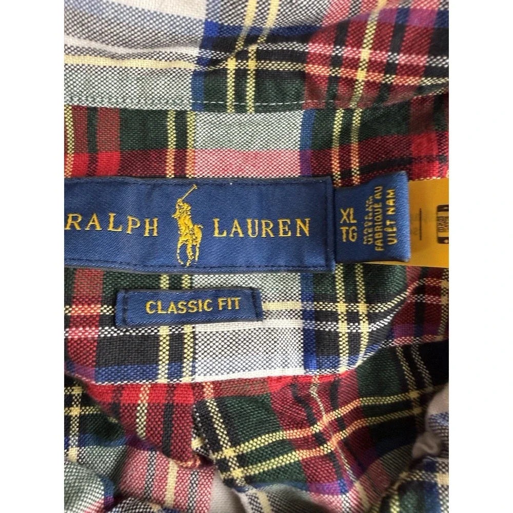 Polo Ralph Lauren Classic Fit XL Plaid Button Down Shirt Red Green White